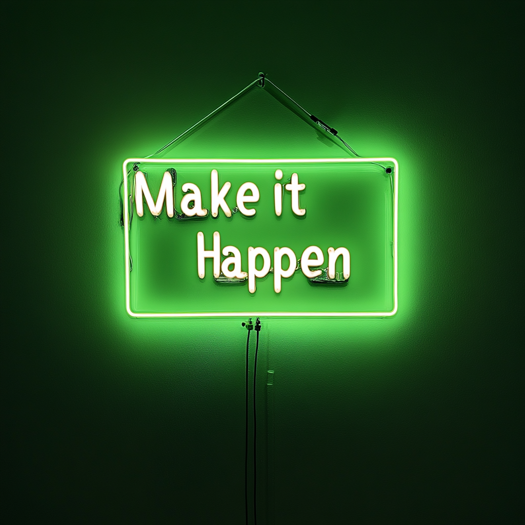 "Make it Happen" - Green Neon Sign, 24 Inches