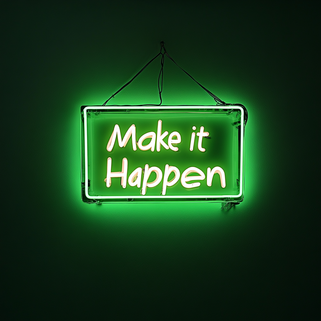 "Make it Happen" - Green Neon Sign, 24 Inches