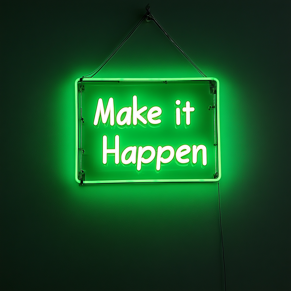 "Make it Happen" - Green Neon Sign, 24 Inches