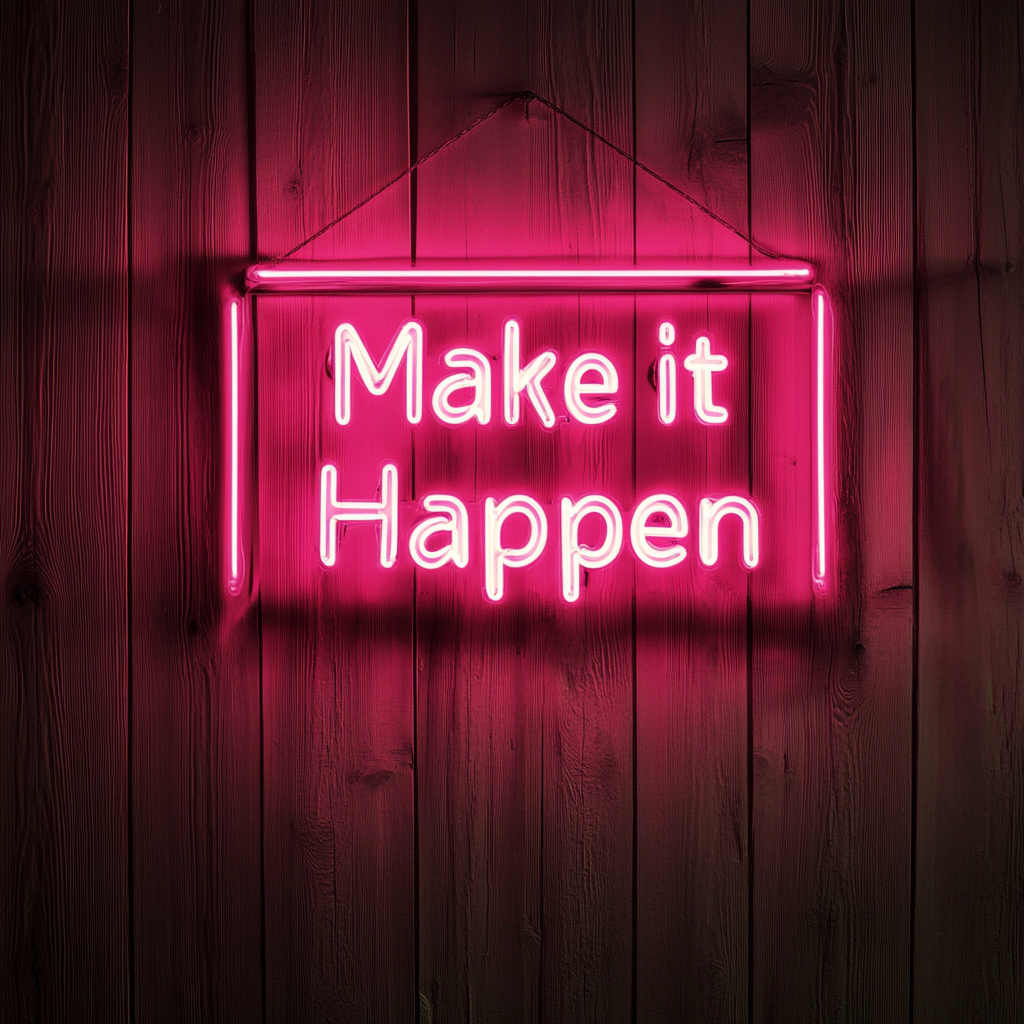 "Make it Happen" - Pink Neon Sign, 24 Inches