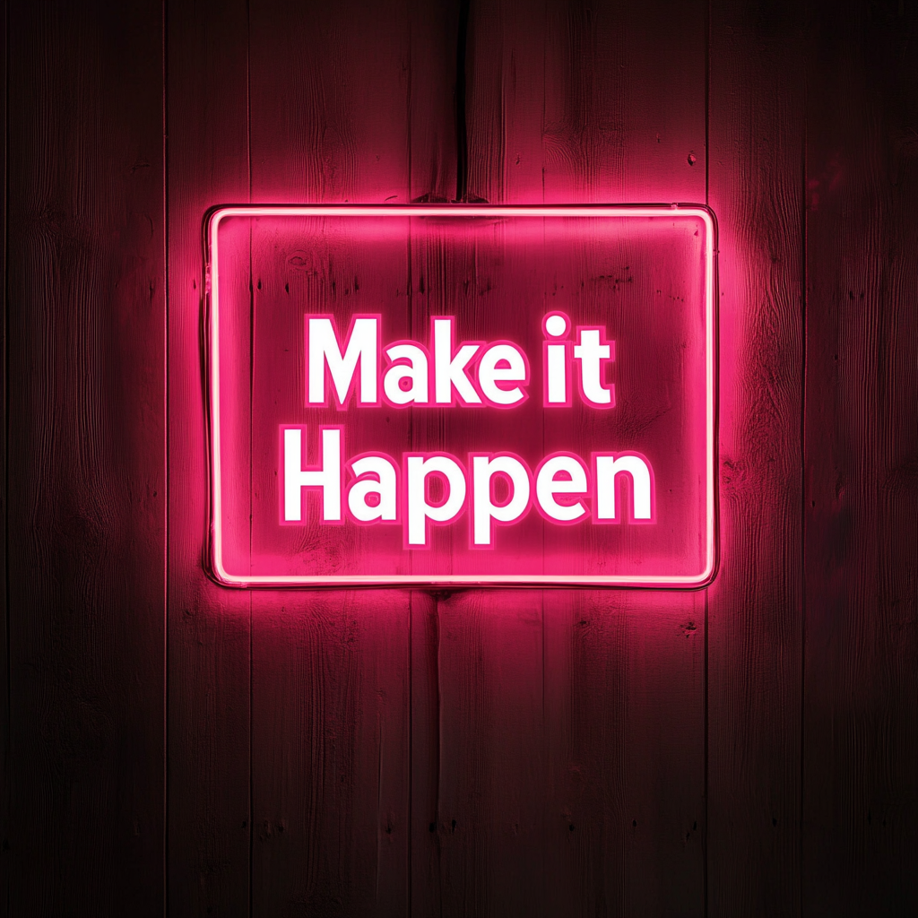 "Make it Happen" - Pink Neon Sign, 18 Inches
