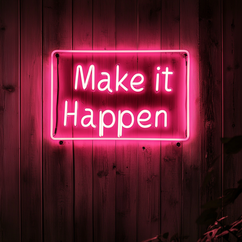 "Make it Happen" - Pink Neon Sign, 24 Inches