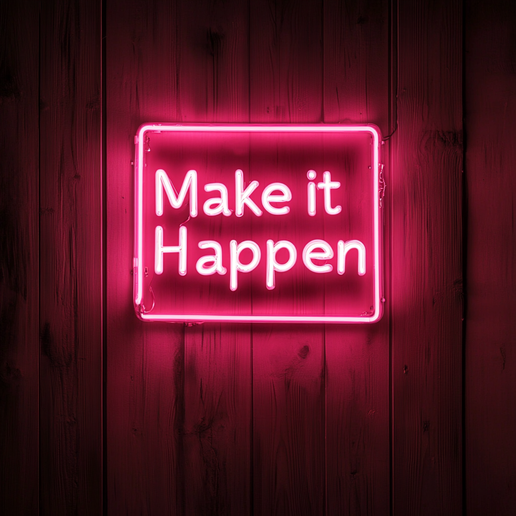 "Make it Happen" - Pink Neon Sign, 24 Inches