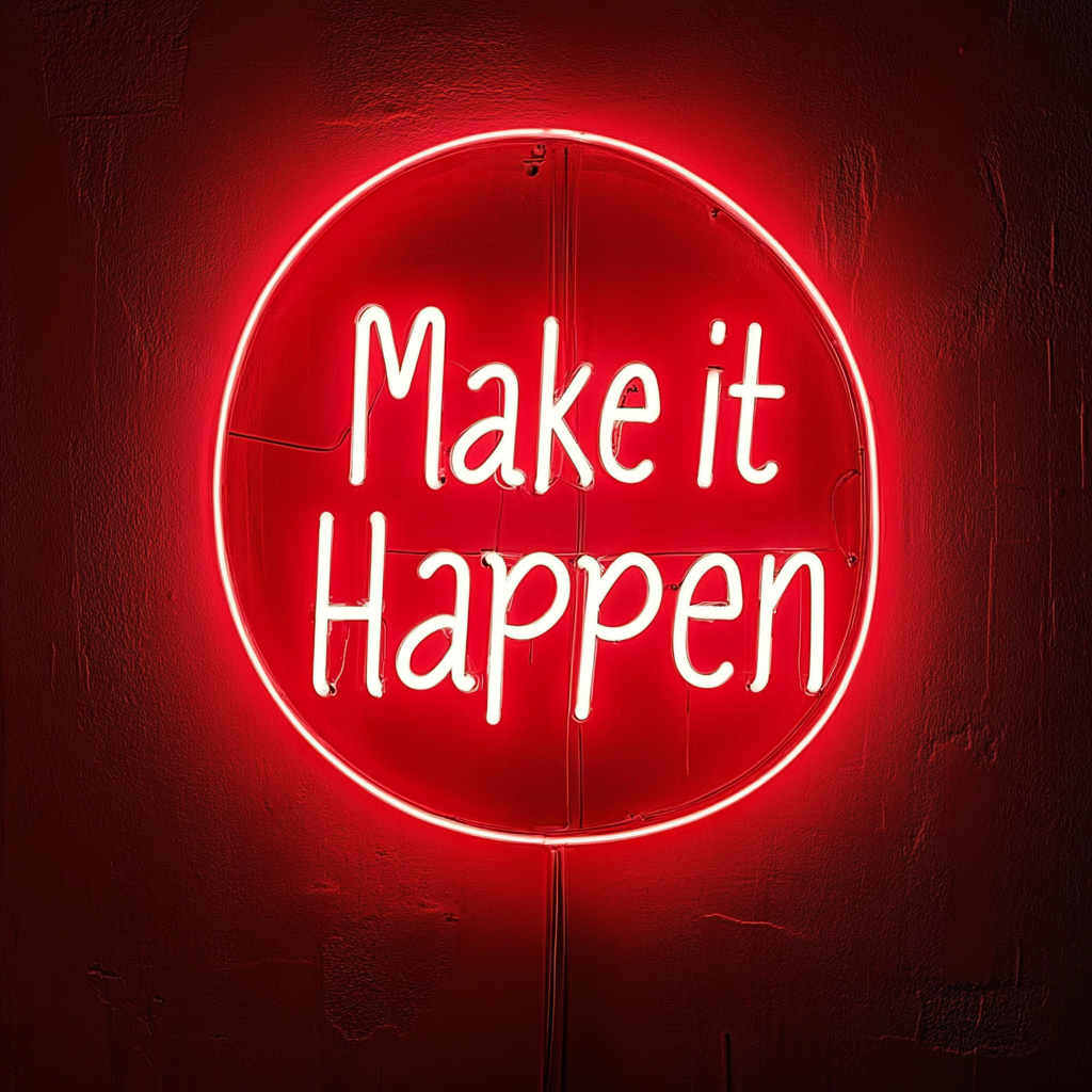 "Make it Happen" - Red Neon Sign, 24 Inches