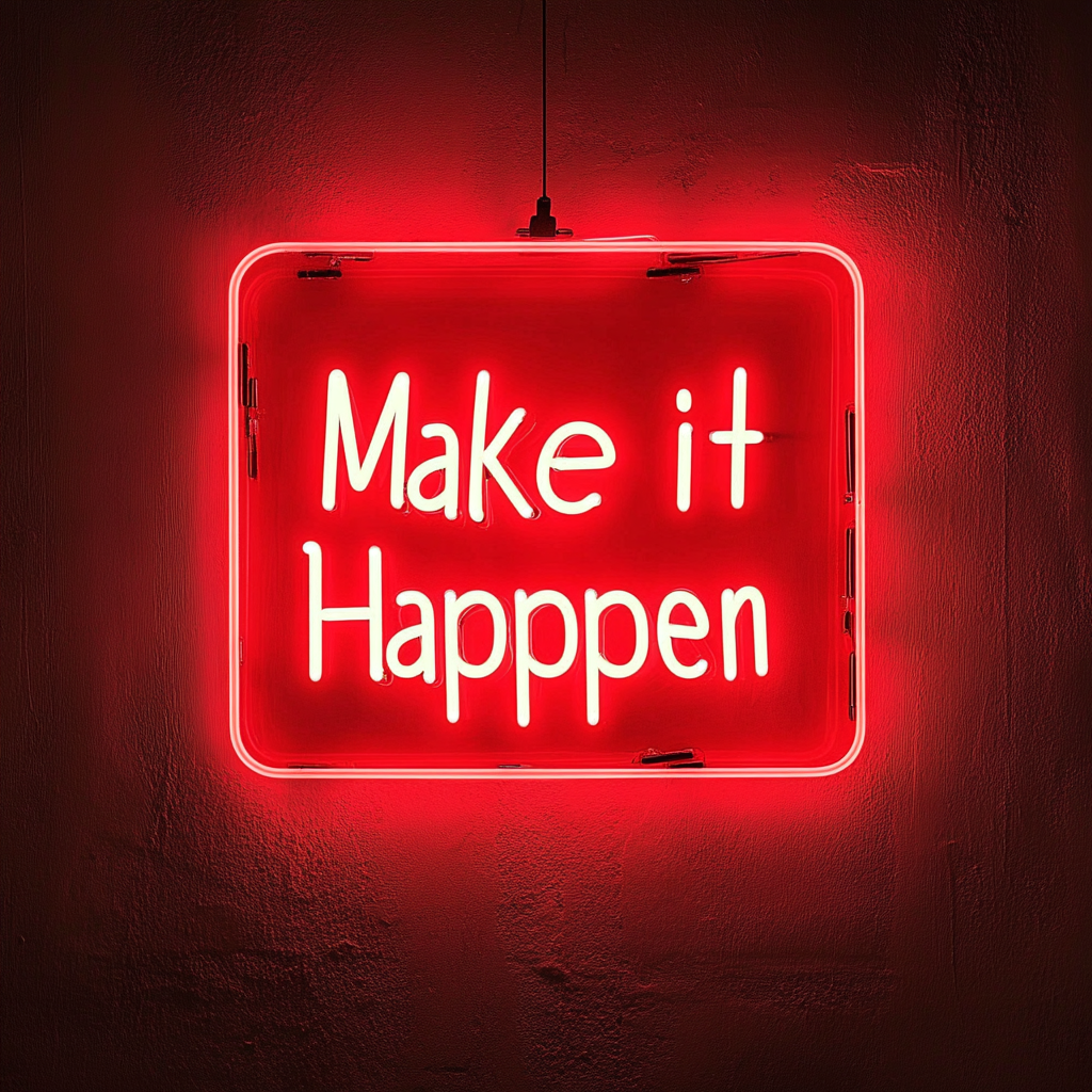 "Make it Happen" - Red Neon Sign, 24 Inches