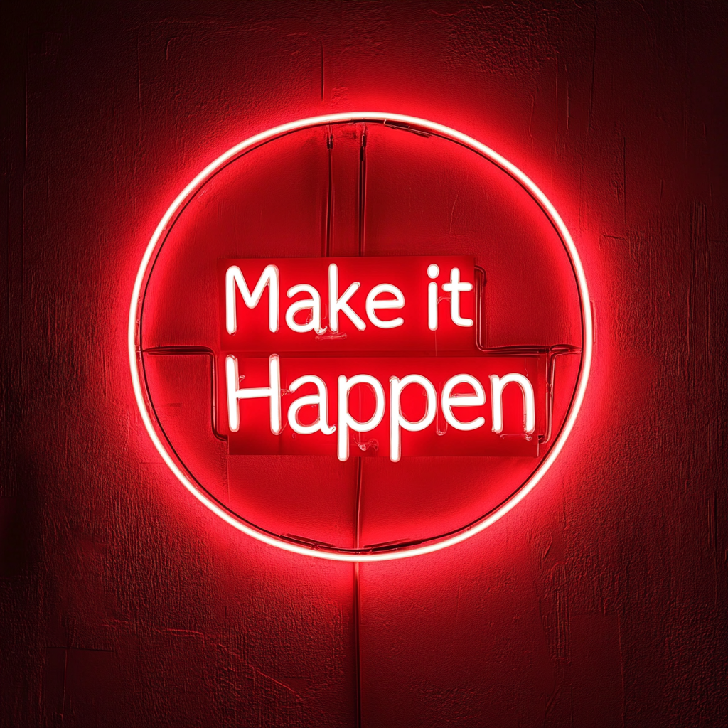 "Make it Happen" - Red Neon Sign, 24 Inches