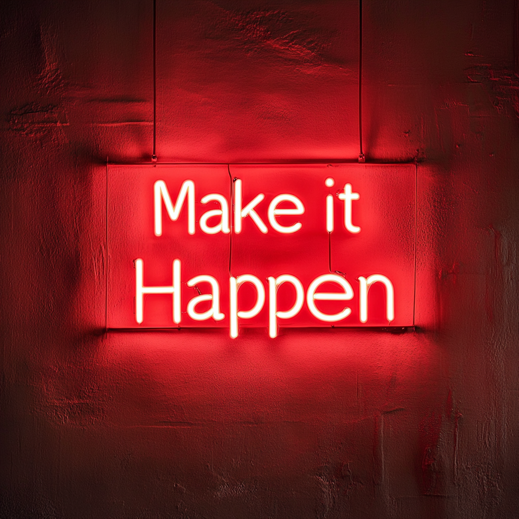 "Make it Happen" - Red Neon Sign, 24 Inches