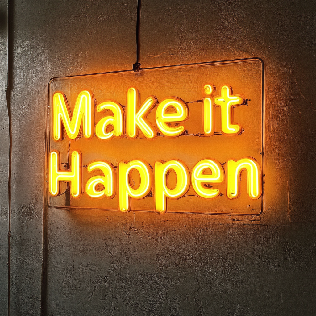 "Make it Happen" - Yellow Neon Sign, 24 Inches
