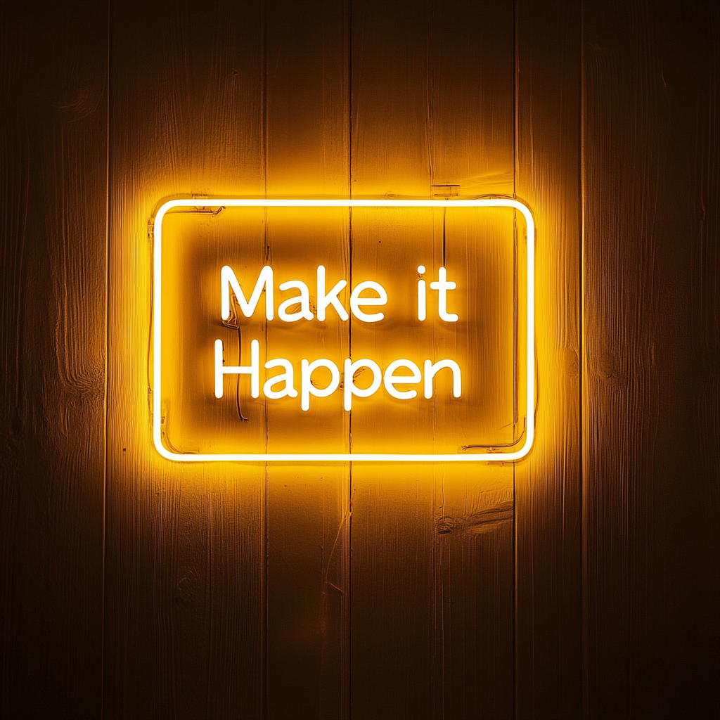 "Make it Happen" - Yellow Neon Sign, 24 Inches