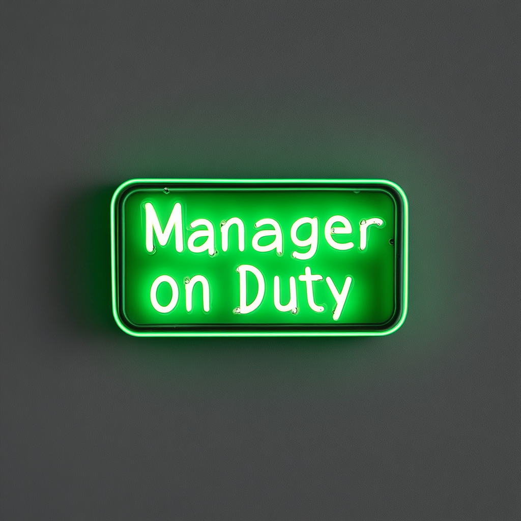 Manager on Duty - Green Neon Sign, 24 Inches