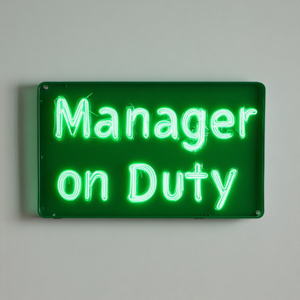 Manager on Duty - Green Neon Sign, 24 Inches