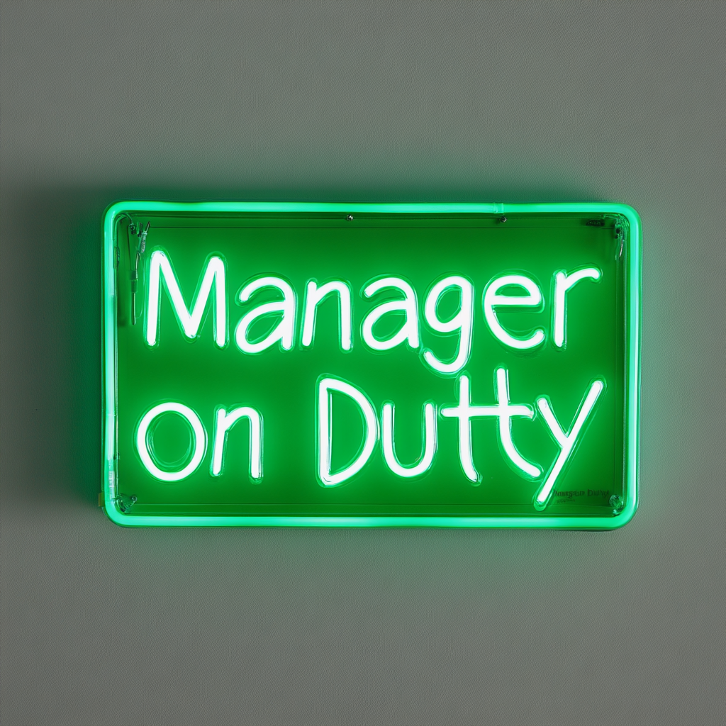 Manager on Duty - Green Neon Sign, 18 Inches