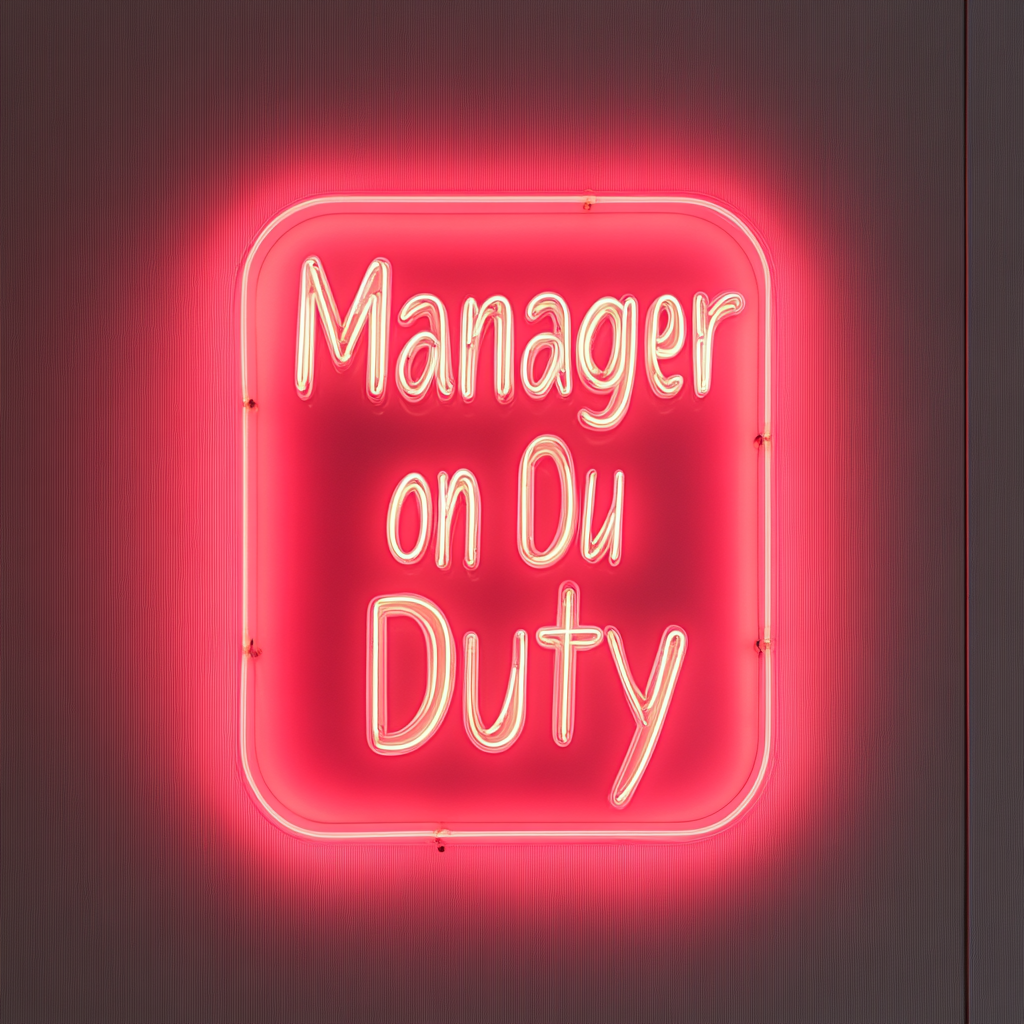 Manager on Duty - Pink Neon Sign, 18 Inches