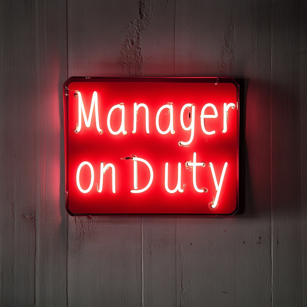 Manager on Duty - Red Neon Sign, 18 Inches