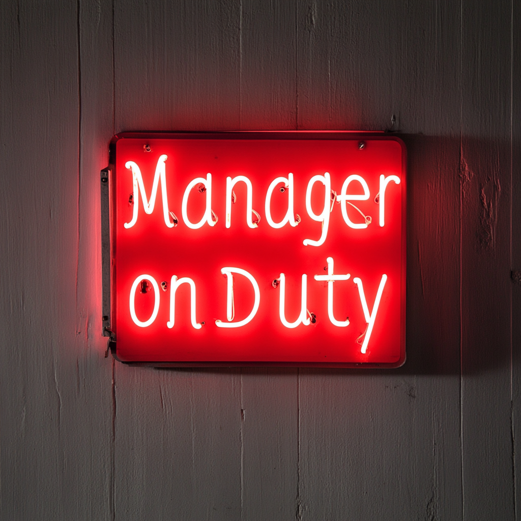 Manager on Duty - Red Neon Sign, 18 Inches