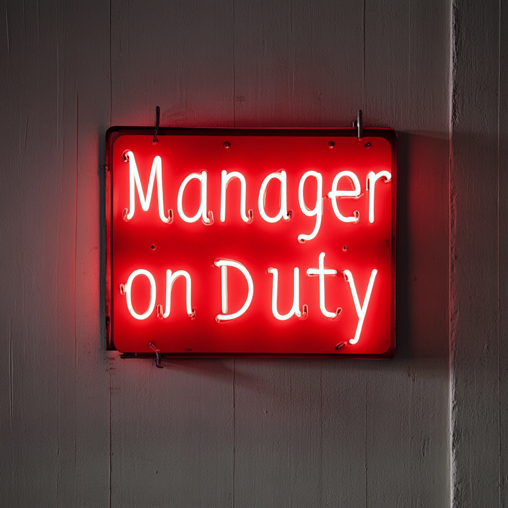 Manager on Duty - Red Neon Sign, 24 Inches