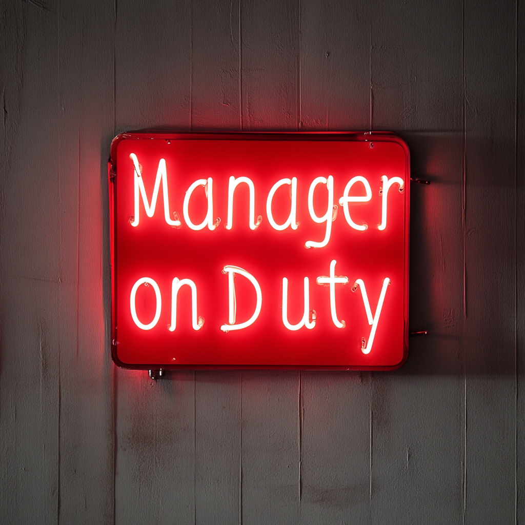 Manager on Duty - Red Neon Sign, 24 Inches