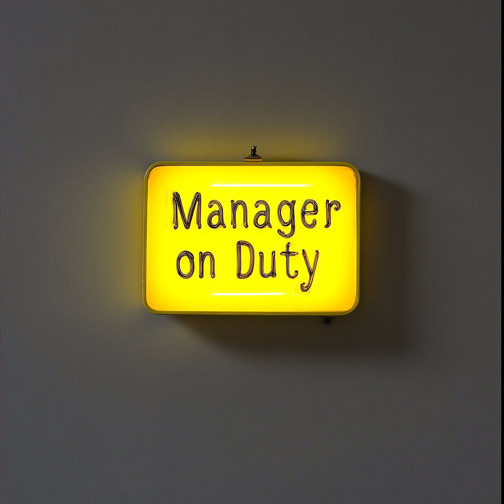 Manager on Duty - Yellow Neon Sign, 18 Inches