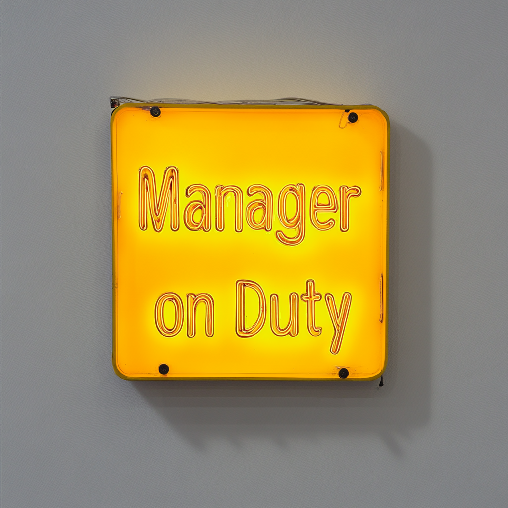 Manager on Duty - Yellow Neon Sign, 24 Inches