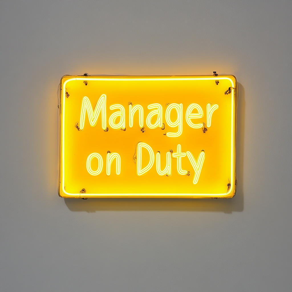 Manager on Duty - Yellow Neon Sign, 18 Inches
