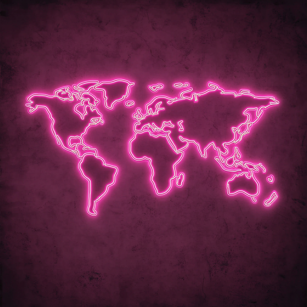 Map - Pink Neon Sign, 24 Inches