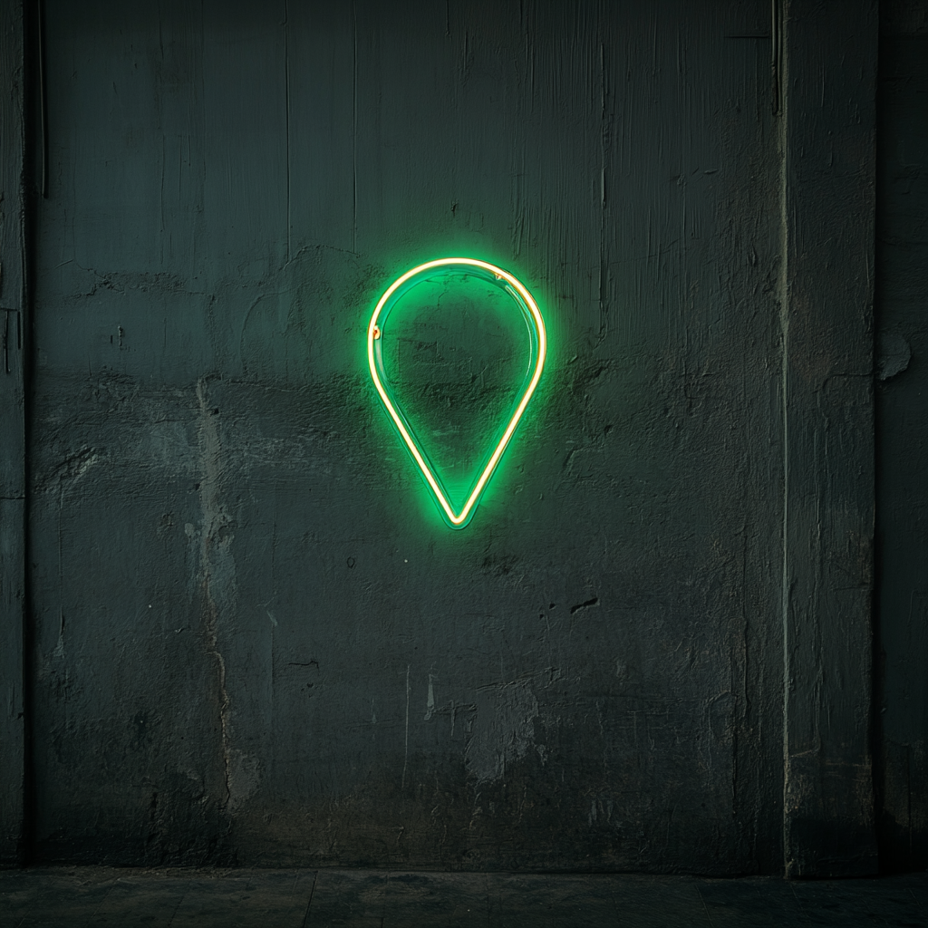 Map Pin - Green Neon Sign, 18 Inches