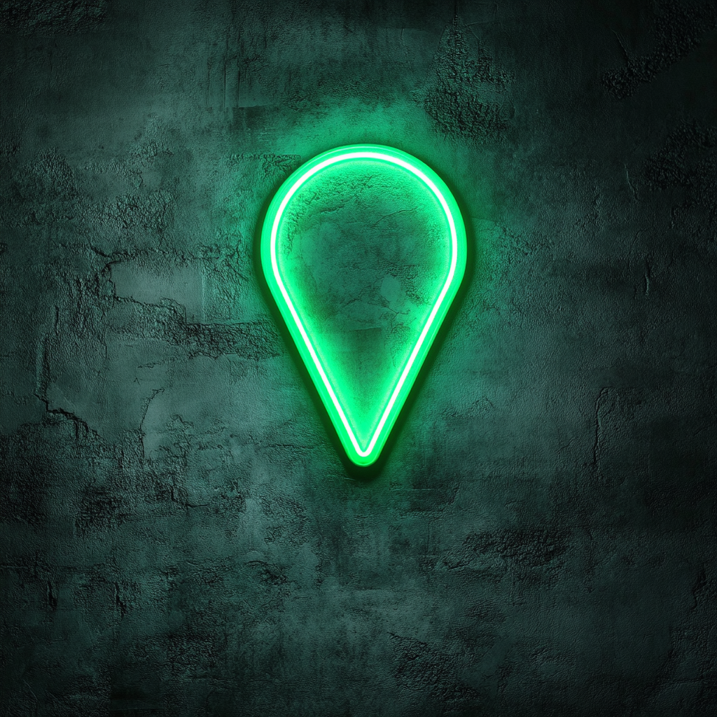 Map Pin - Green Neon Sign, 18 Inches