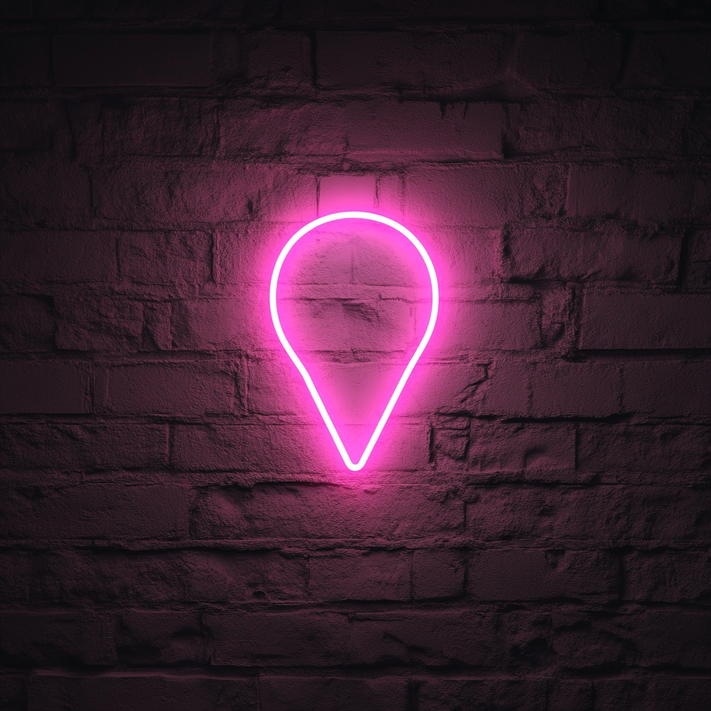 Map Pin - Pink Neon Sign, 18 Inches