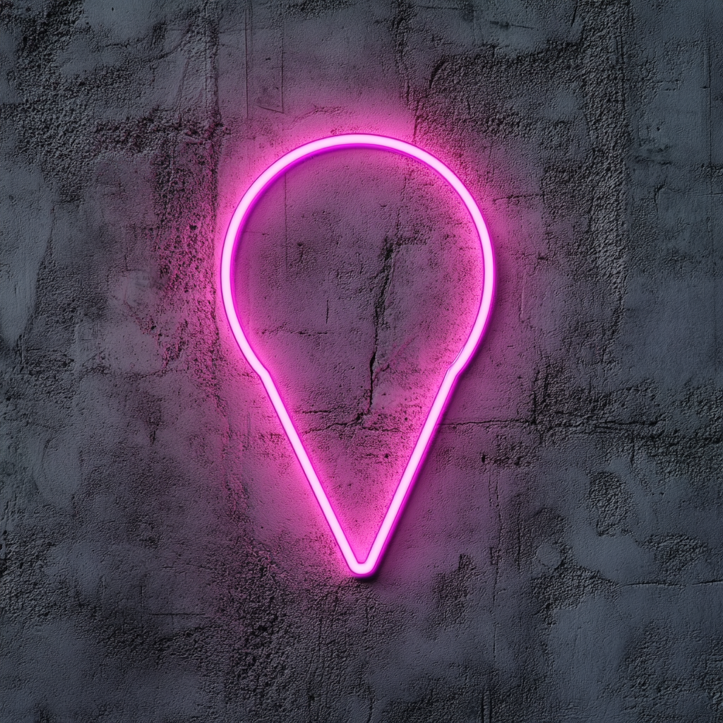 Map Pin - Pink Neon Sign, 24 Inches