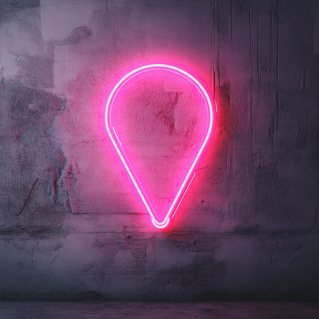 Map Pin - Pink Neon Sign, 18 Inches