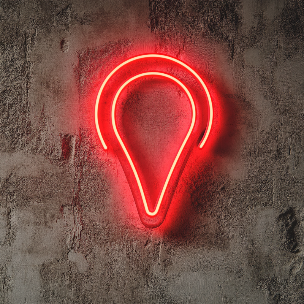 Map Pin - Red Neon Sign, 18 Inches