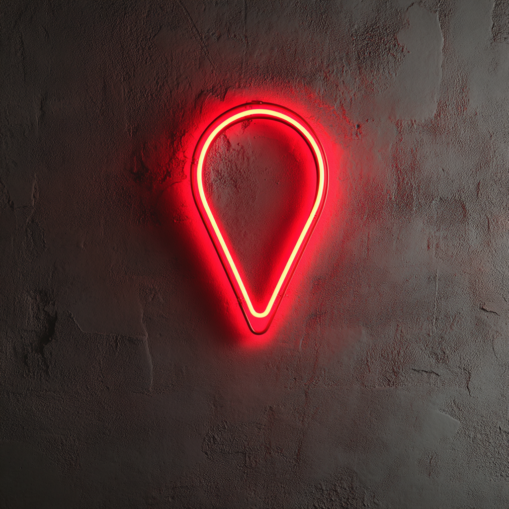 Map Pin - Red Neon Sign, 18 Inches