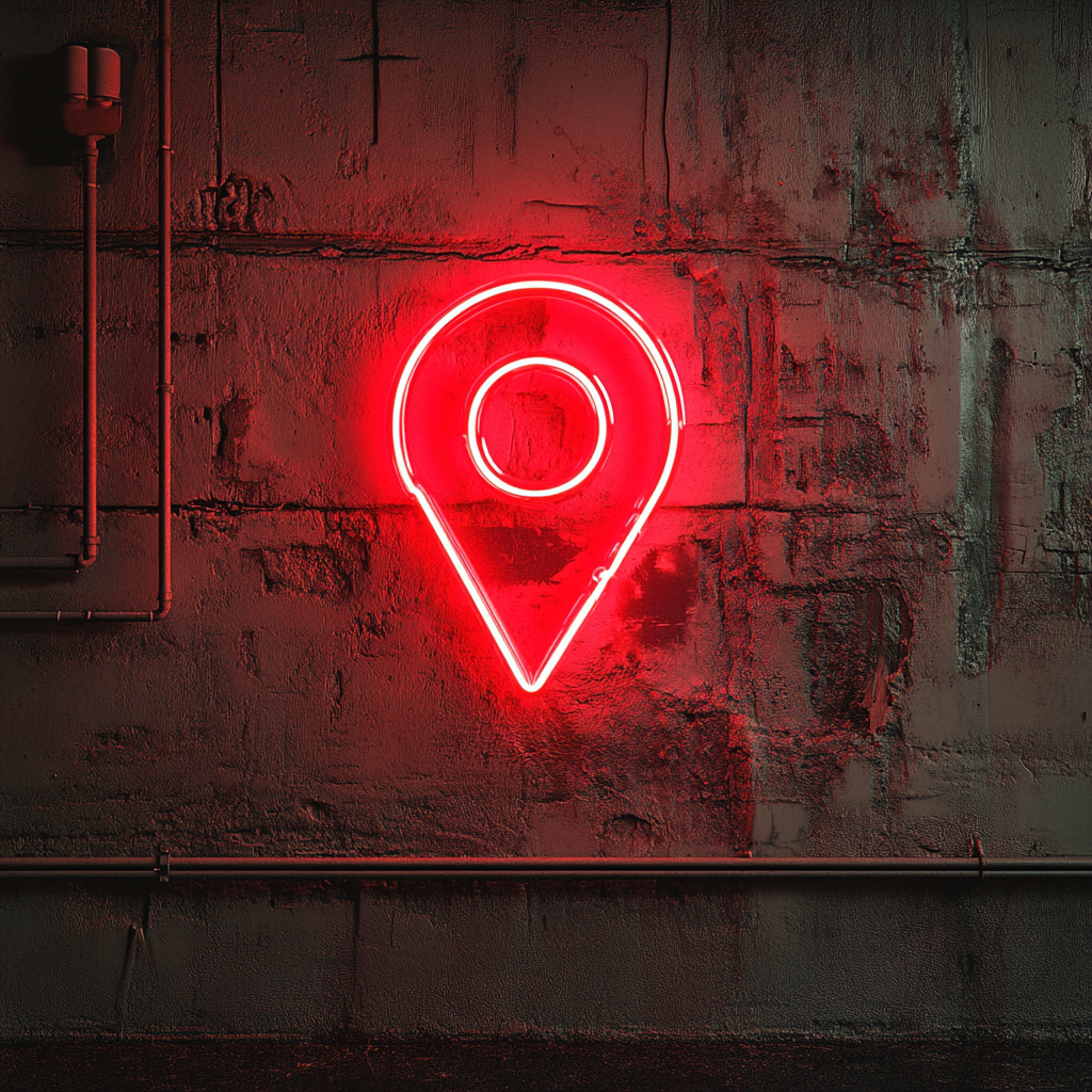Map Pin - Red Neon Sign, 18 Inches
