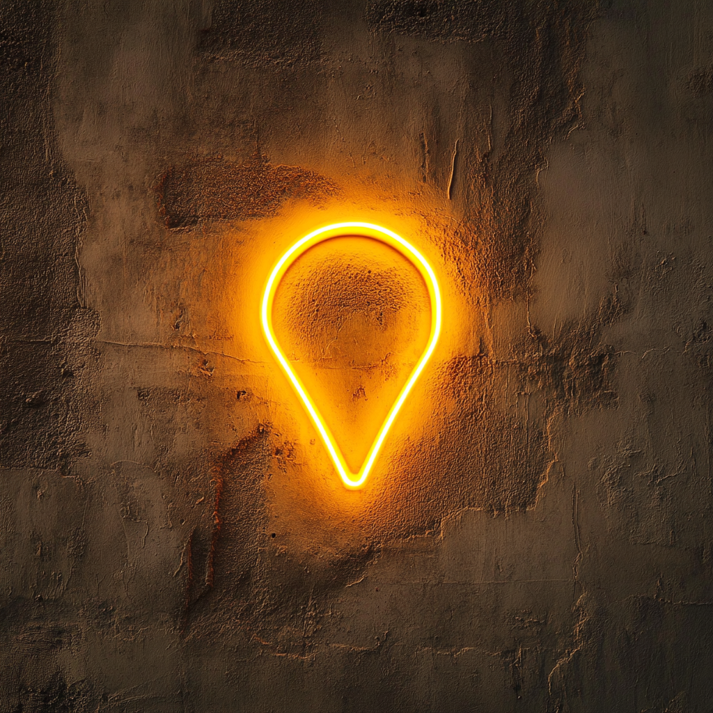 Map Pin - Yellow Neon Sign, 18 Inches