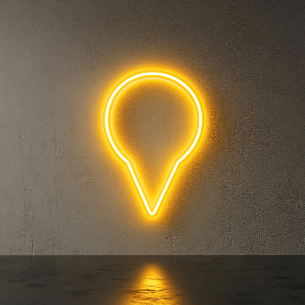 Map Pin - Yellow Neon Sign, 18 Inches