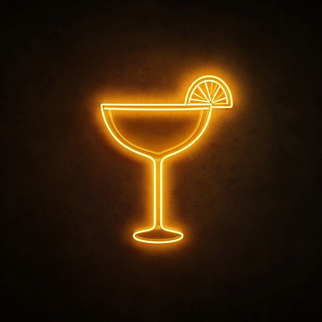Margarita Glass - Yellow Neon Sign, 24 Inches