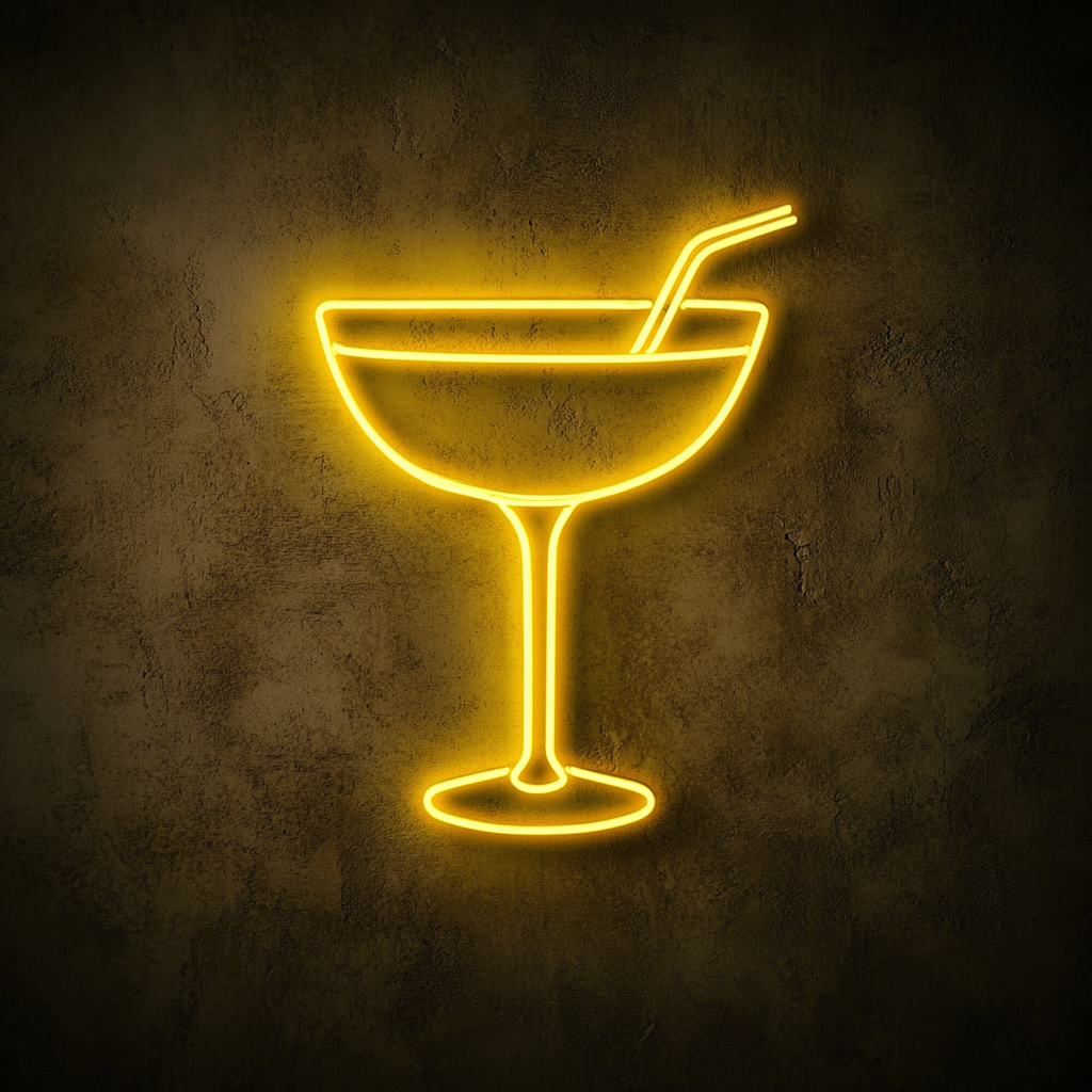 Margarita Glass - Yellow Neon Sign, 24 Inches