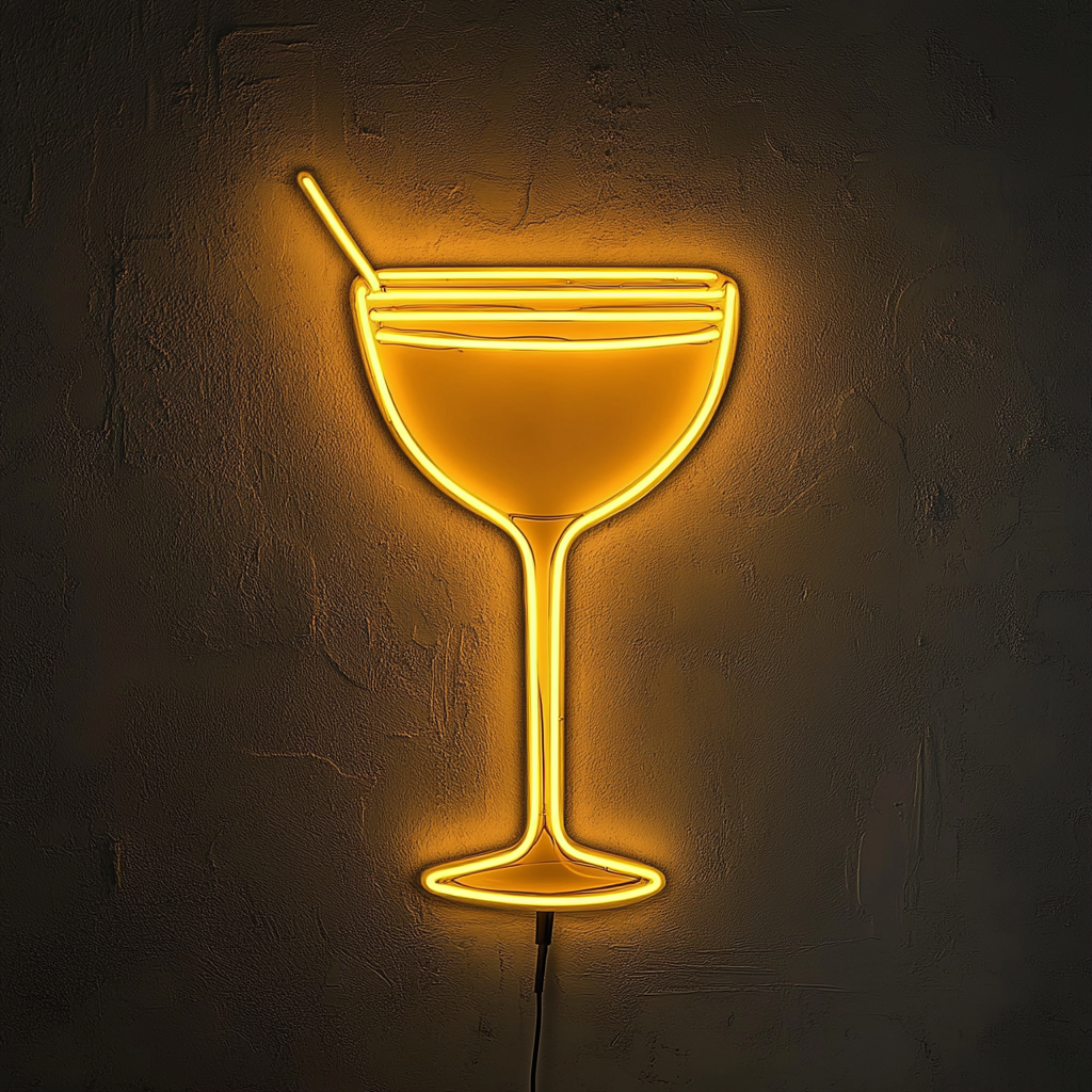 Margarita Glass - Yellow Neon Sign, 18 Inches