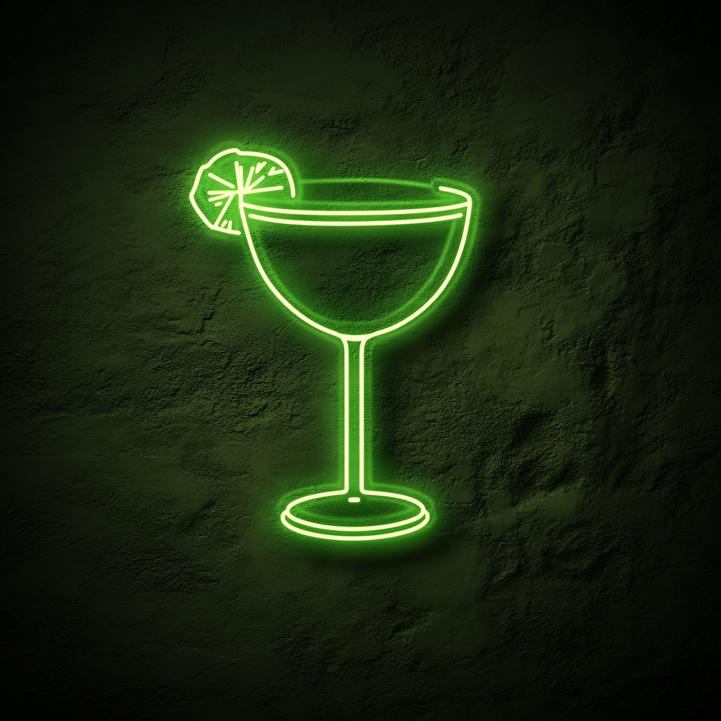 Margarita Glass with Salt Rim - Green Neon Sign, 24 Inches
