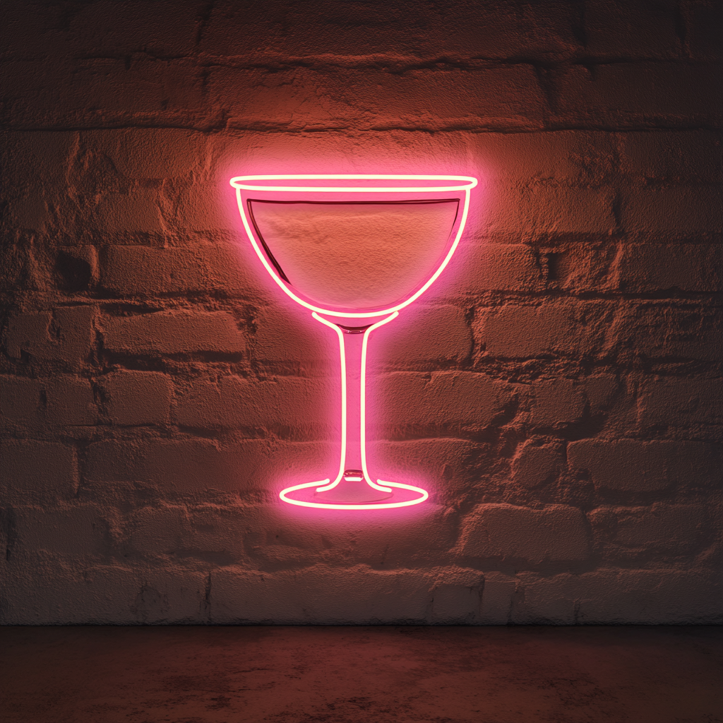 Margarita Glass with Salt Rim - Pink Neon Sign, 24 Inches