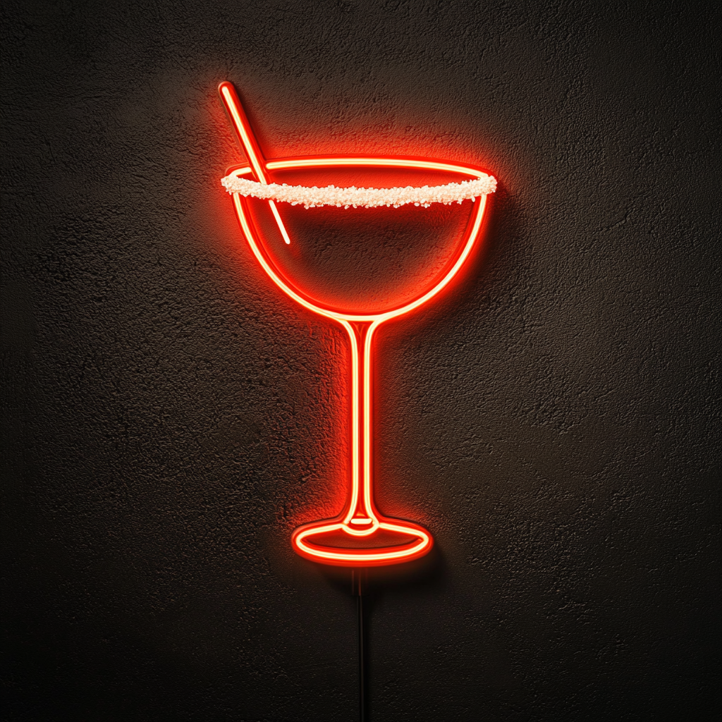 Margarita Glass with Salt Rim - Red Neon Sign, 18 Inches