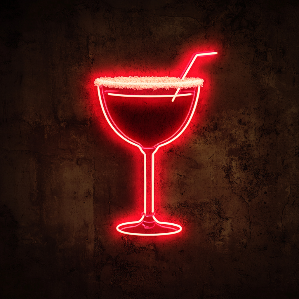 Margarita Glass with Salt Rim - Red Neon Sign, 24 Inches