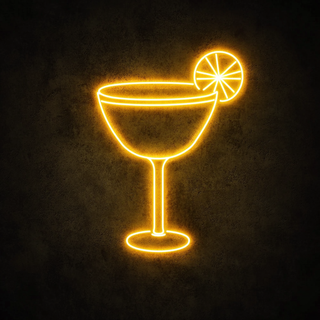 Margarita Glass with Salt Rim - Yellow Neon Sign, 18 Inches