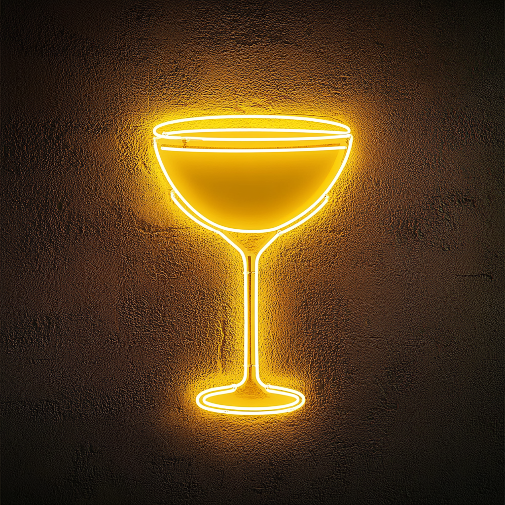Margarita Glass with Salt Rim - Yellow Neon Sign, 18 Inches