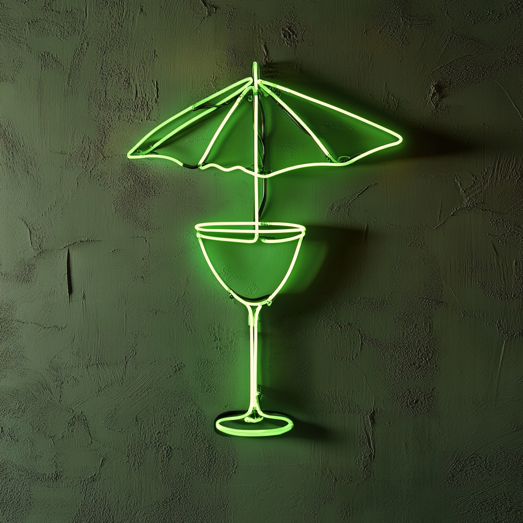 Margarita with Umbrella - Green Neon Sign, 18 Inches