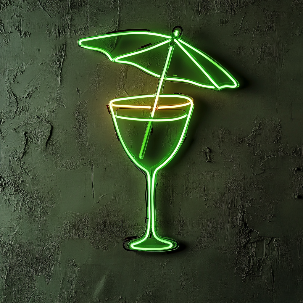 Margarita with Umbrella - Green Neon Sign, 18 Inches