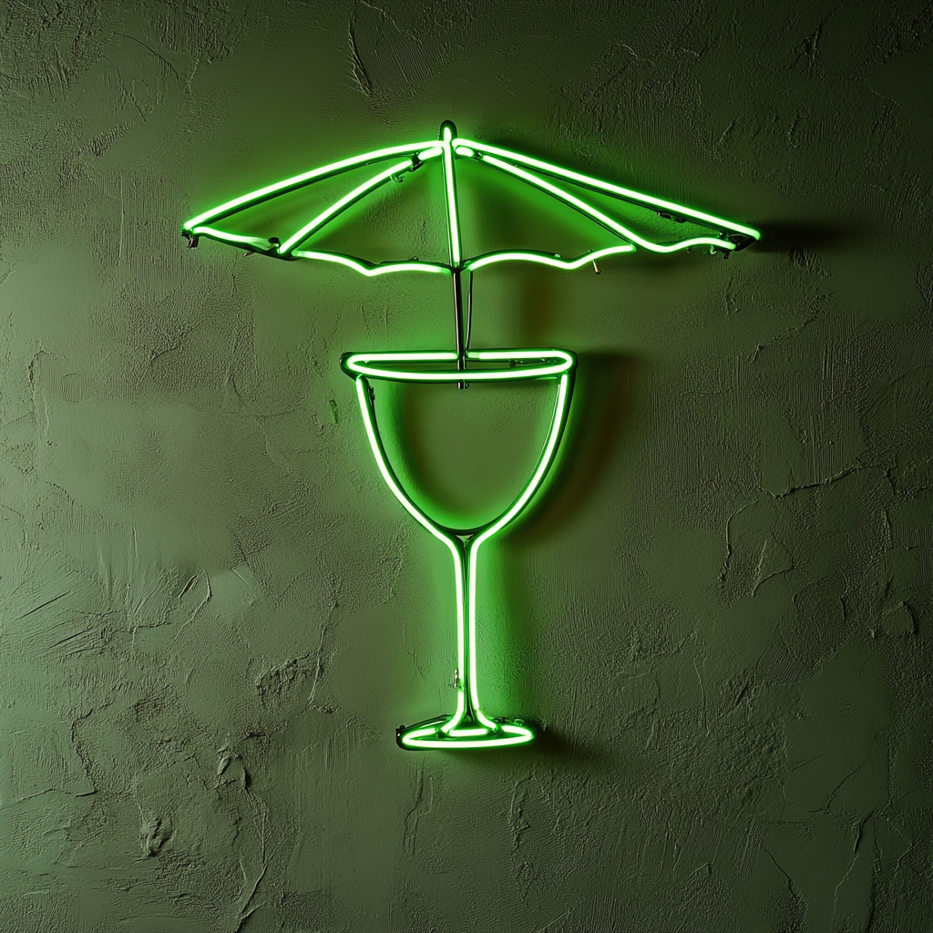 Margarita with Umbrella - Green Neon Sign, 24 Inches