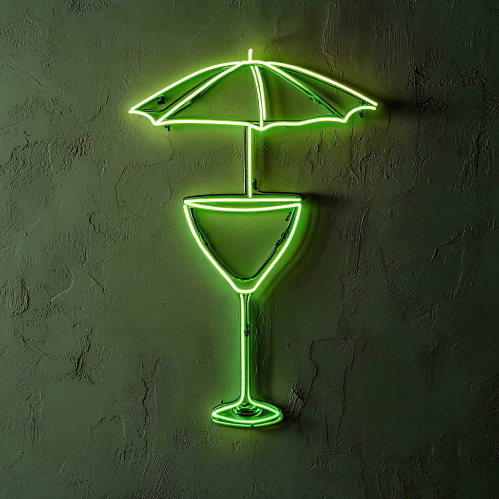 Margarita with Umbrella - Green Neon Sign, 24 Inches