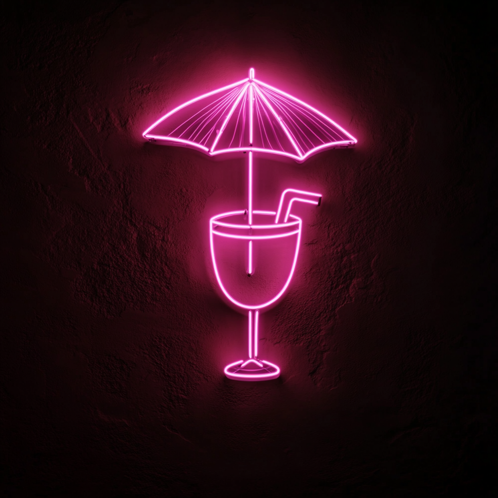 Margarita with Umbrella - Pink Neon Sign, 24 Inches