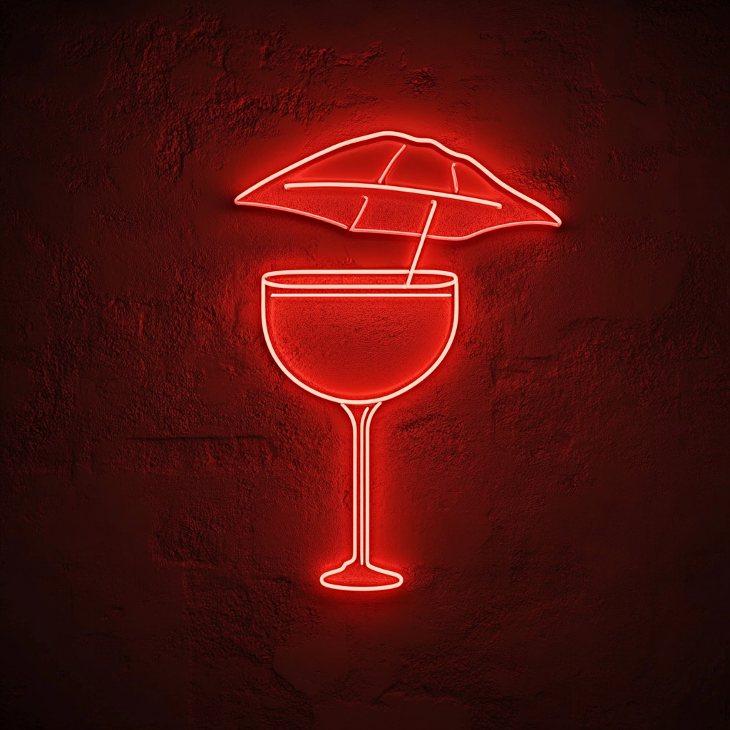 Margarita with Umbrella - Red Neon Sign, 18 Inches